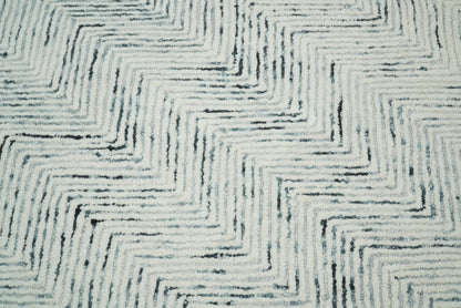 Modern Style Hand Tufted Blue and Ivory Area Rug