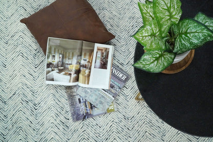 Modern Style Hand Tufted Blue and Ivory Area Rug
