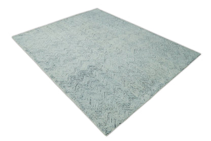 Modern Style Hand Tufted Blue and Ivory Area Rug