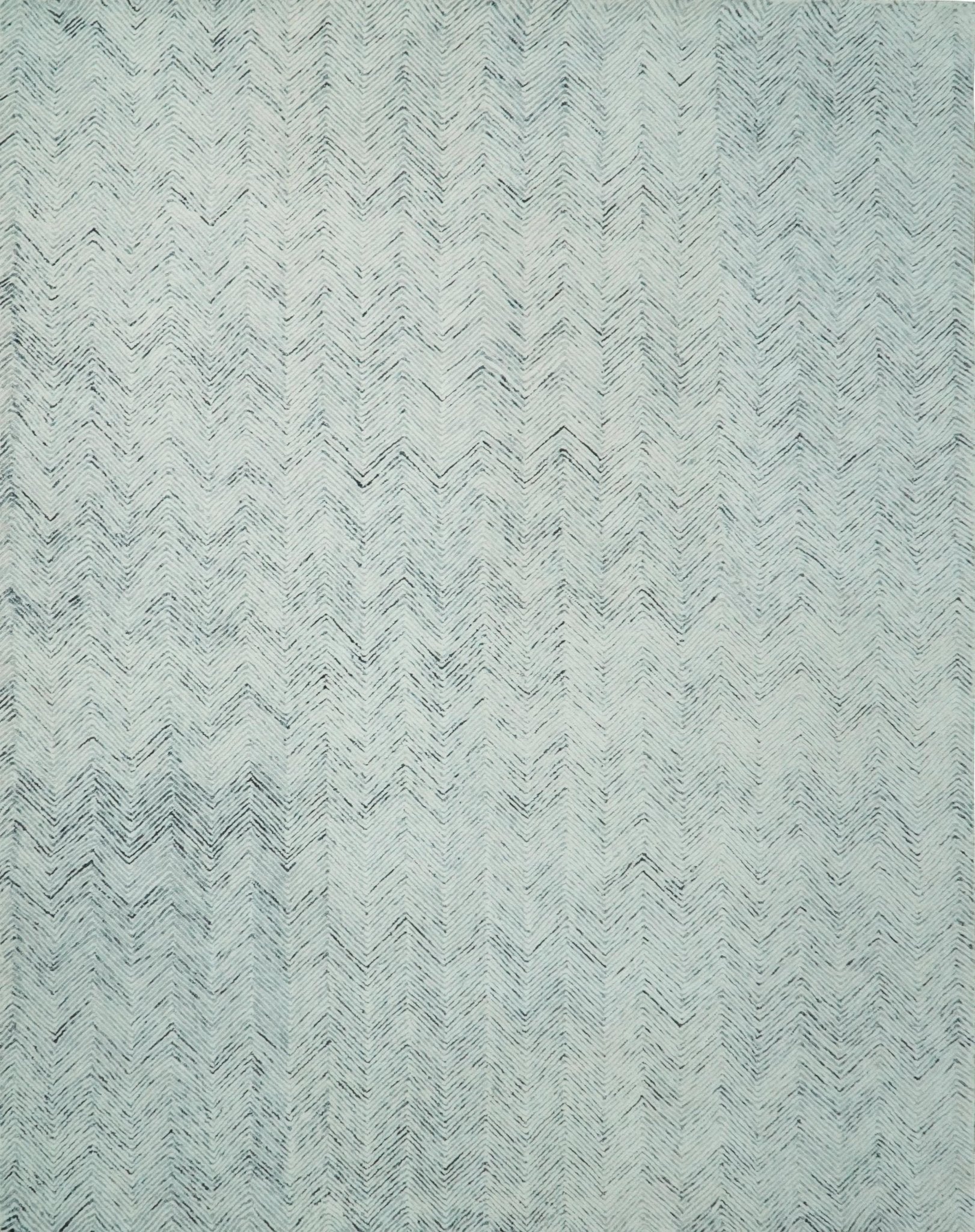 Modern Style Hand Tufted Blue and Ivory Area Rug