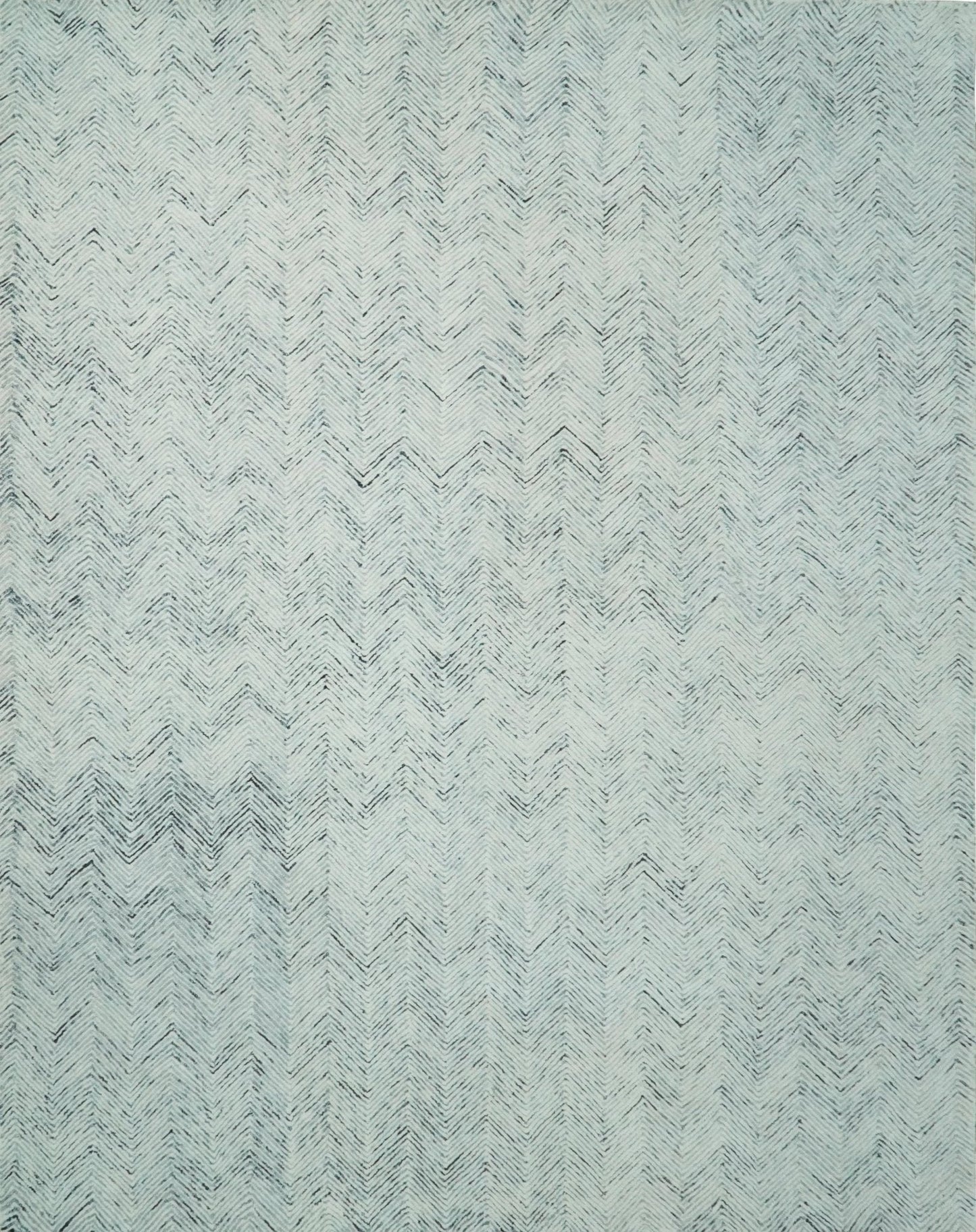 Modern Style Hand Tufted Blue and Ivory Area Rug