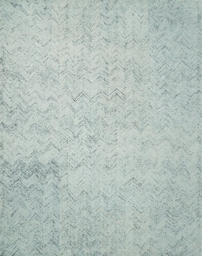Modern Style Hand Tufted Blue and Ivory Area Rug