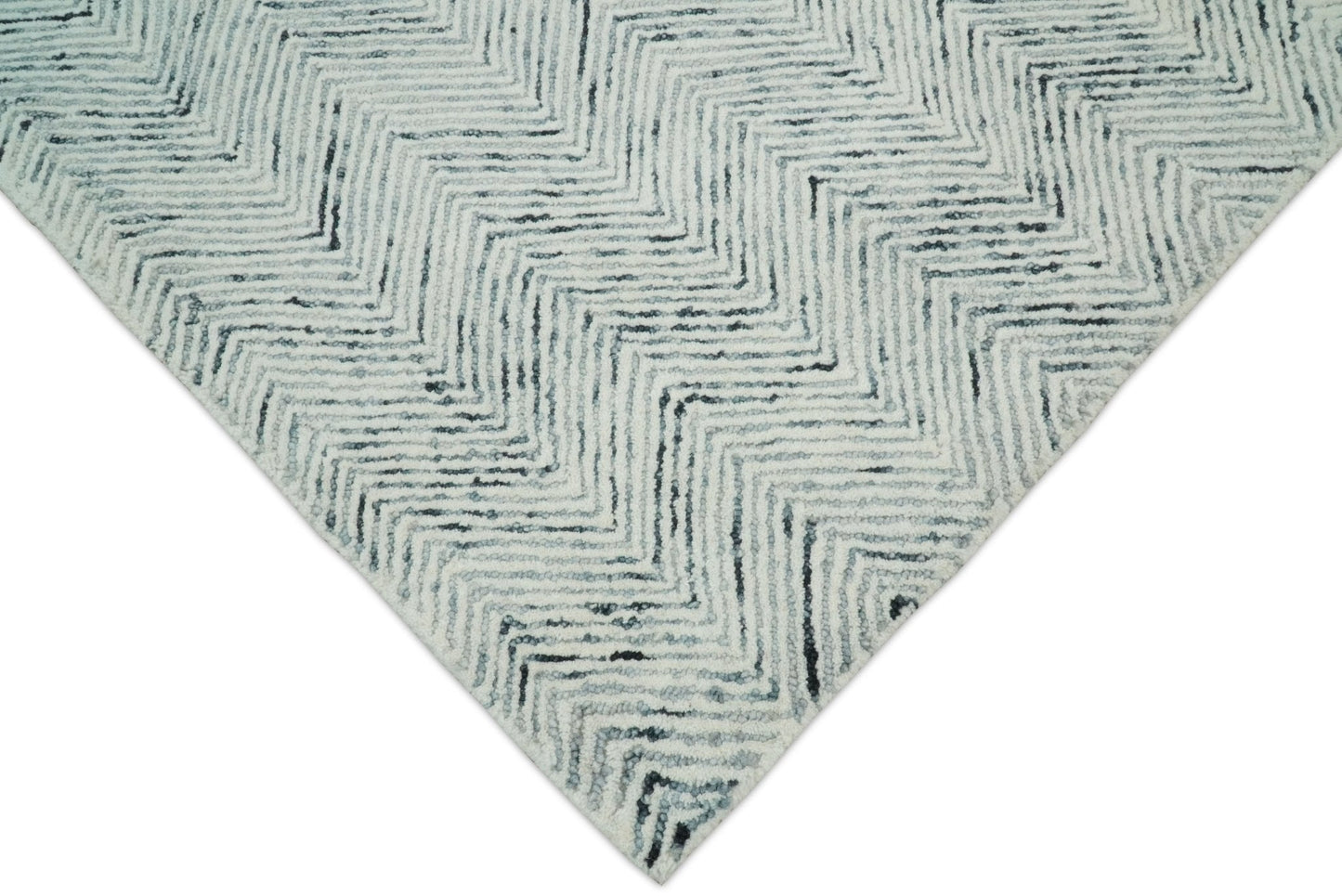 Modern Style Hand Tufted Blue and Ivory Area Rug