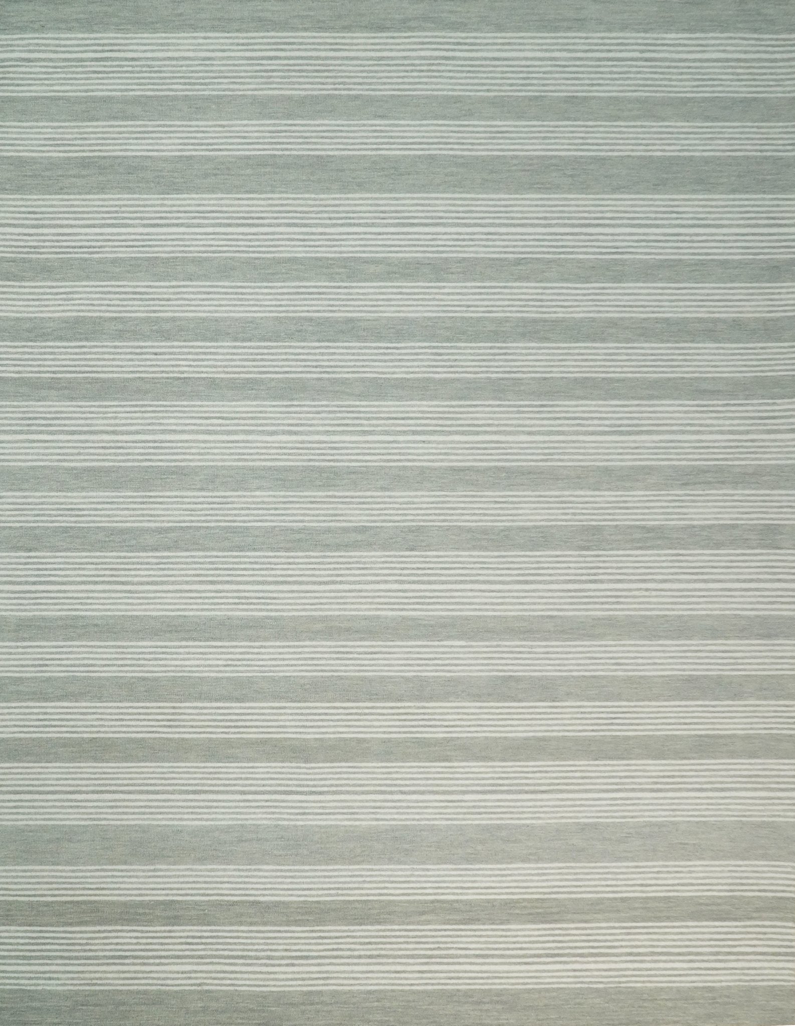Modern Stripes Pattern Grey and Ivory Hand Tufted Wool Area Rug