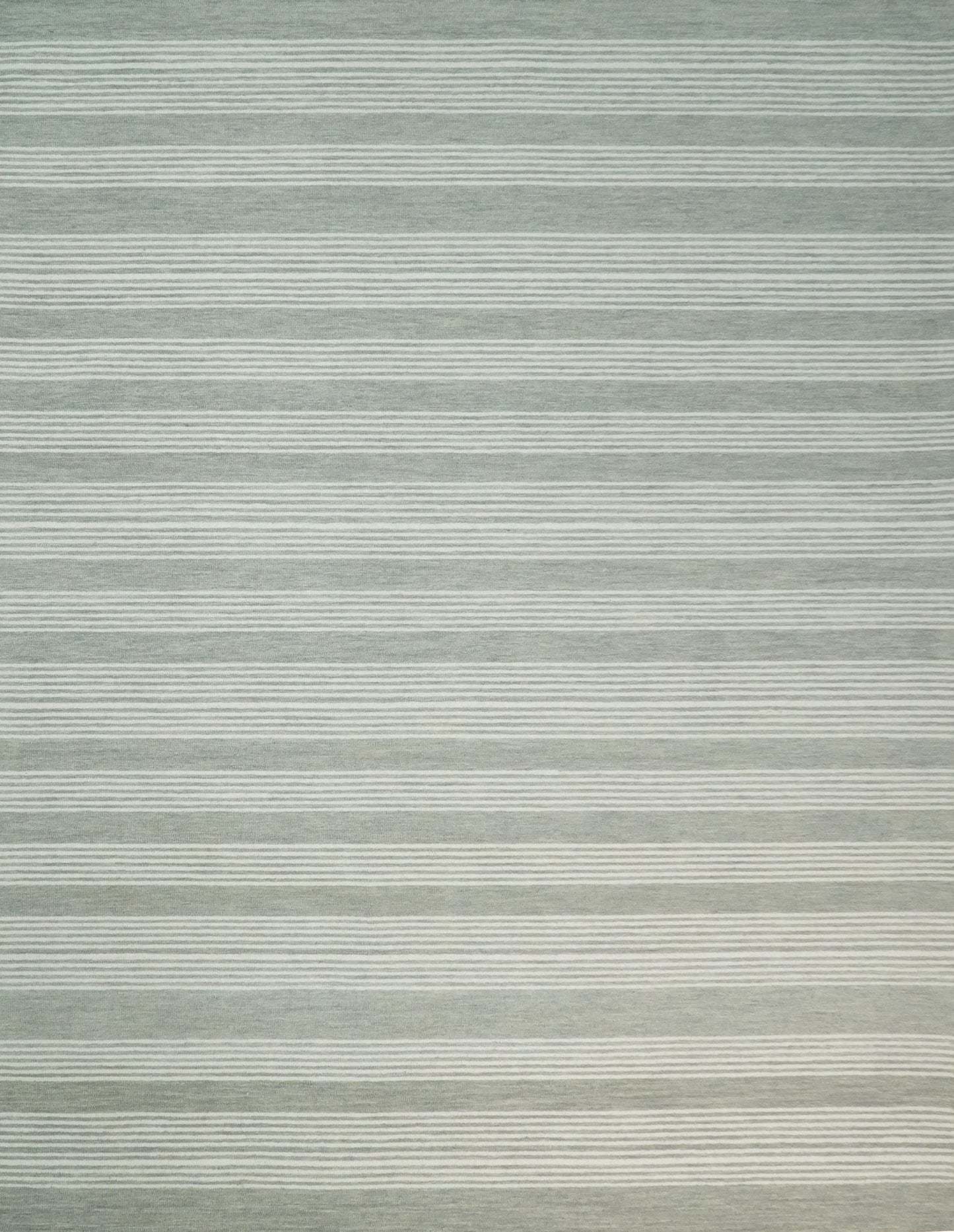 Modern Stripes Pattern Grey and Ivory Hand Tufted Wool Area Rug