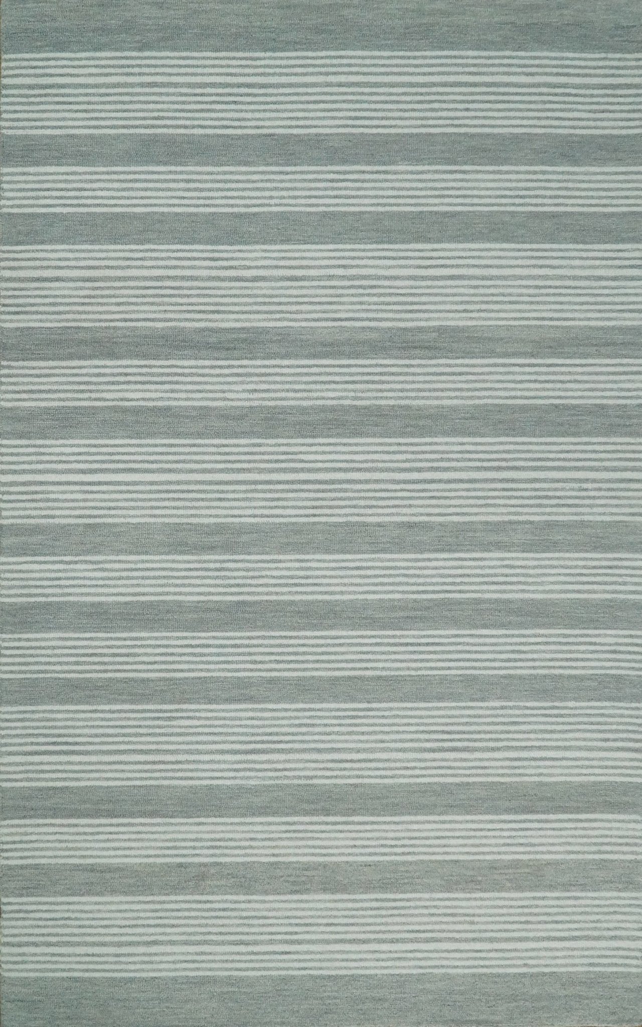 Modern Stripes Pattern Grey and Ivory Hand Tufted Wool Area Rug