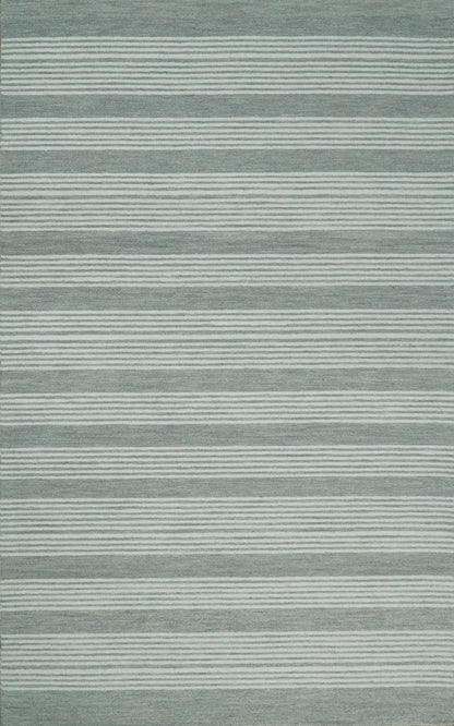 Modern Stripes Pattern Grey and Ivory Hand Tufted Wool Area Rug