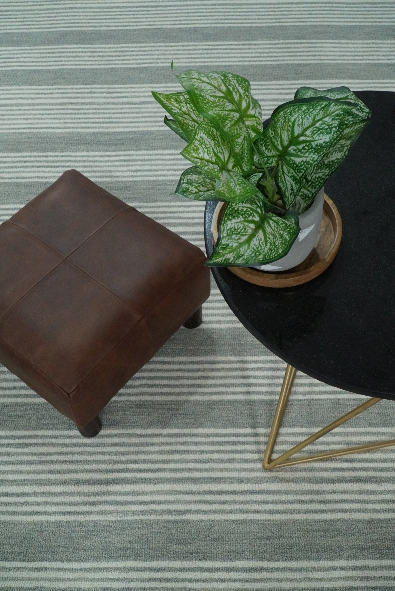 Modern Stripes Pattern Grey and Ivory Hand Tufted Wool Area Rug