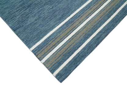 Modern Solid Design Blue Hand Tufted Wool Area Rug