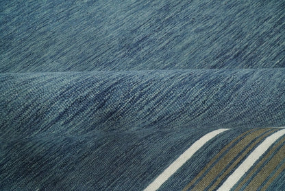 Modern Solid Design Blue Hand Tufted Wool Area Rug