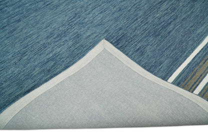 Modern Solid Design Blue Hand Tufted Wool Area Rug