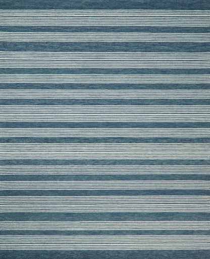 Blue Modern Stripes Pattern Hand Tufted Wool Area Rug
