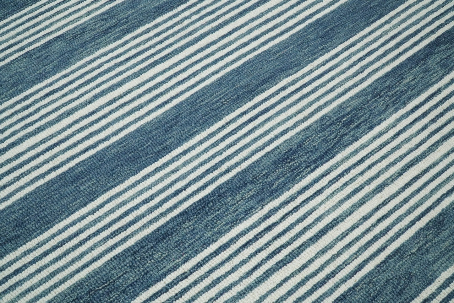Blue Modern Stripes Pattern Hand Tufted Wool Area Rug