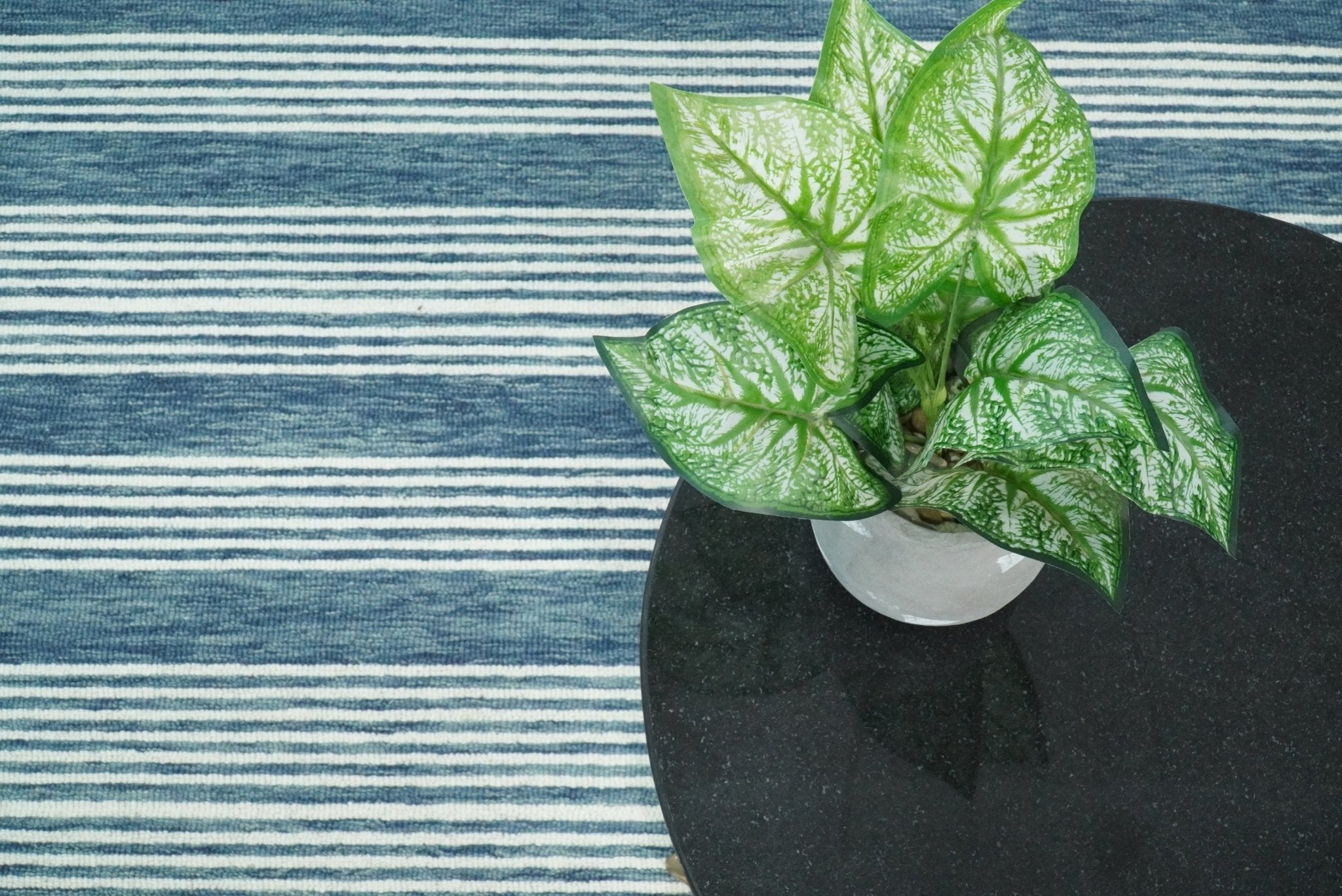 Blue Modern Stripes Pattern Hand Tufted Wool Area Rug