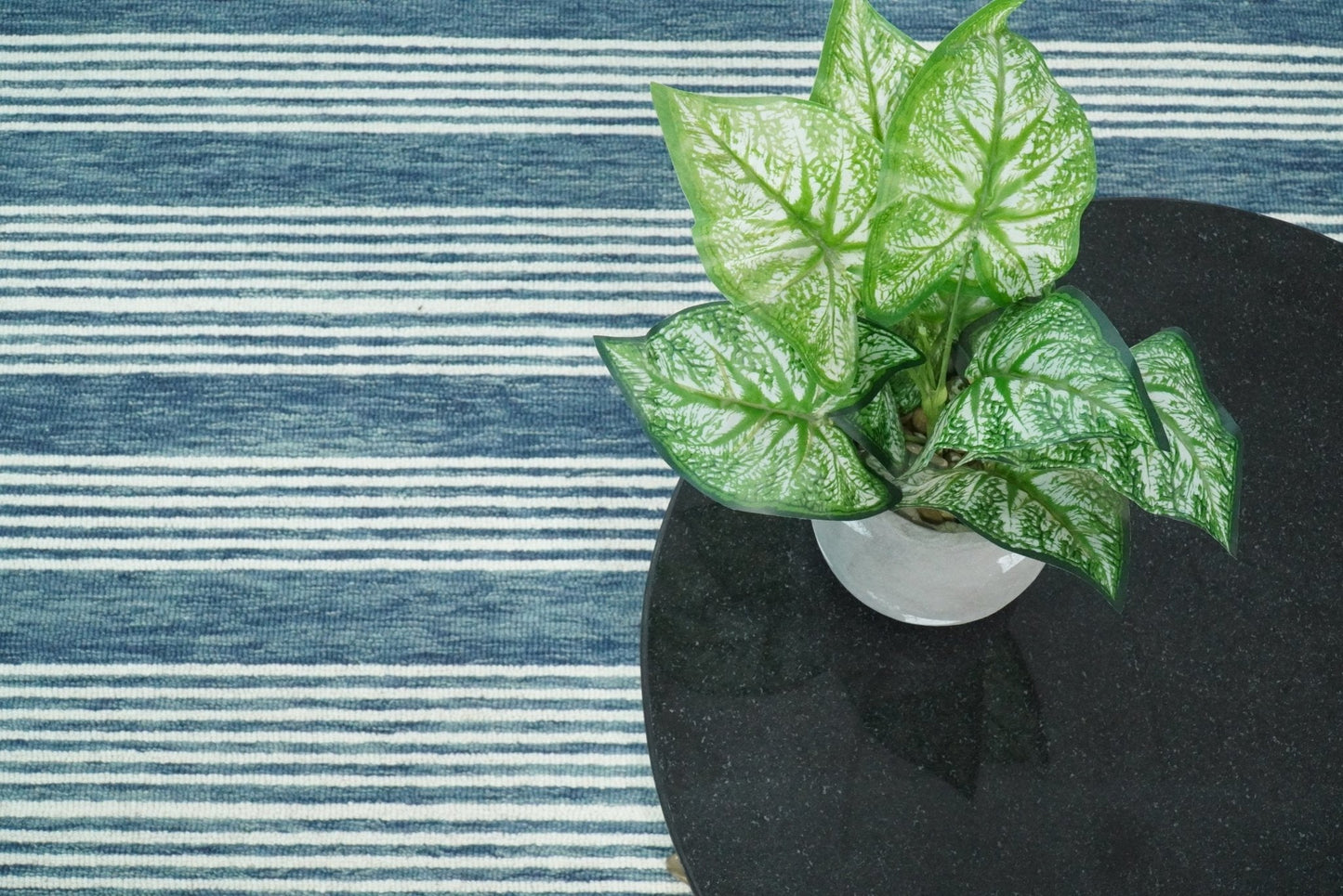 Blue Modern Stripes Pattern Hand Tufted Wool Area Rug