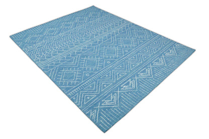 Blue Modern Contemporary Hand Tufted Wool Area Rug
