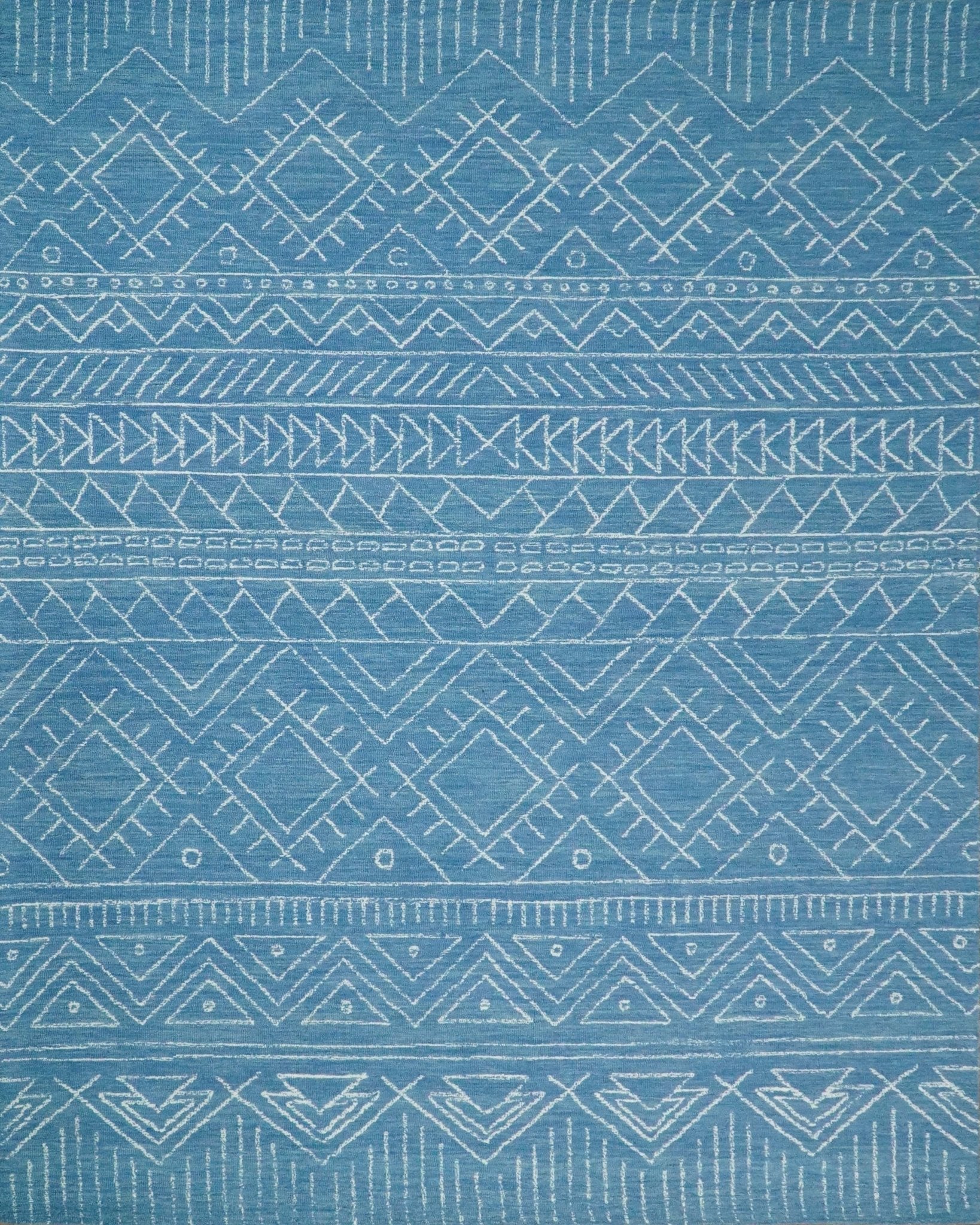 Blue Modern Contemporary Hand Tufted Wool Area Rug