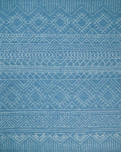 Blue Modern Contemporary Hand Tufted Wool Area Rug