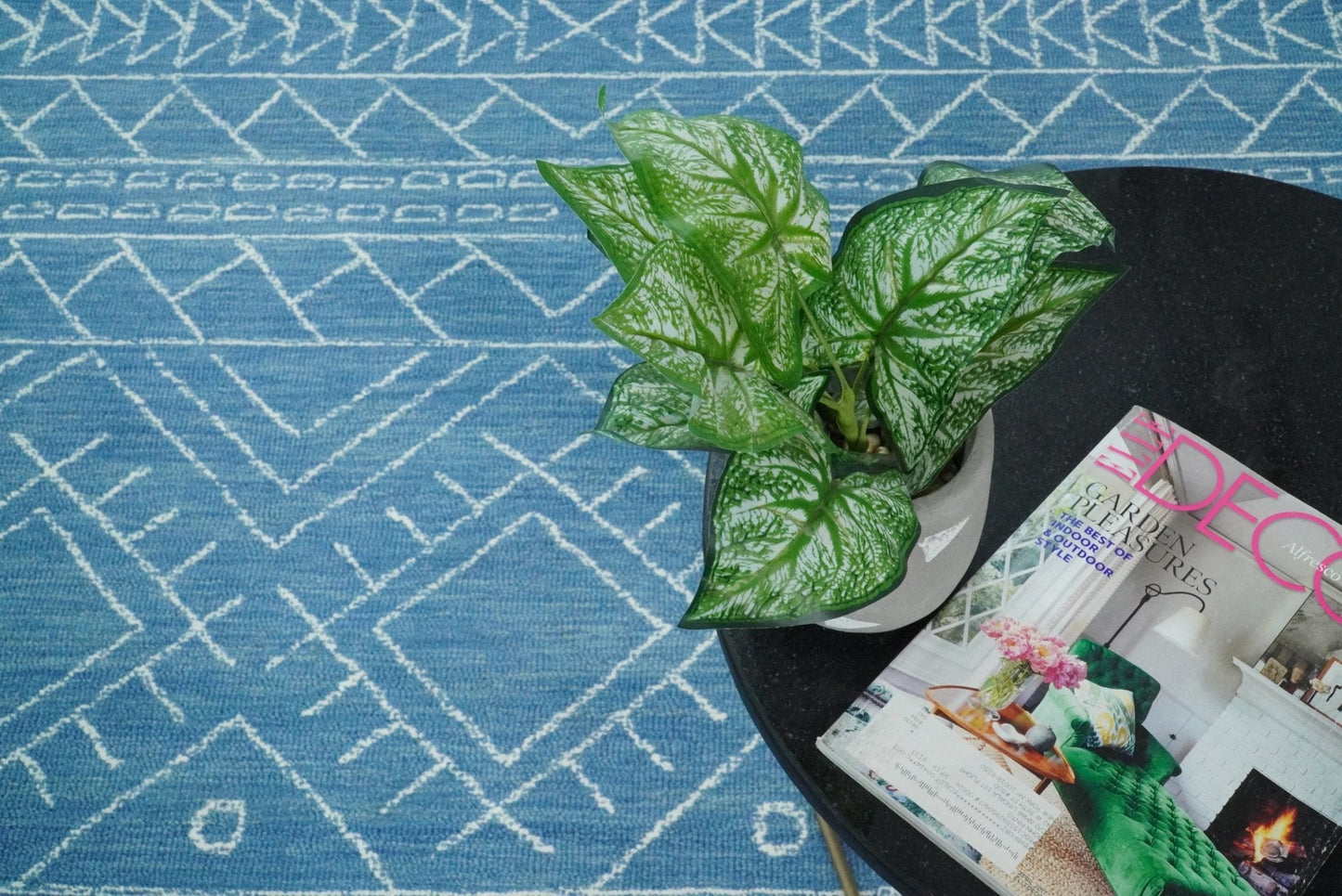 Blue Modern Contemporary Hand Tufted Wool Area Rug