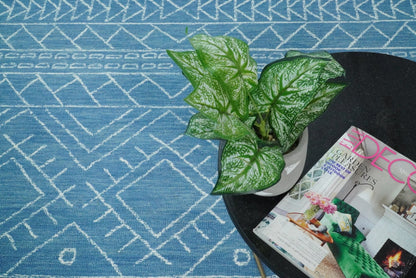 Blue Modern Contemporary Hand Tufted Wool Area Rug