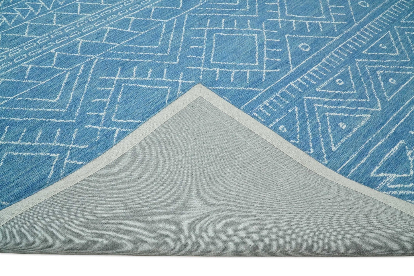 Blue Modern Contemporary Hand Tufted Wool Area Rug