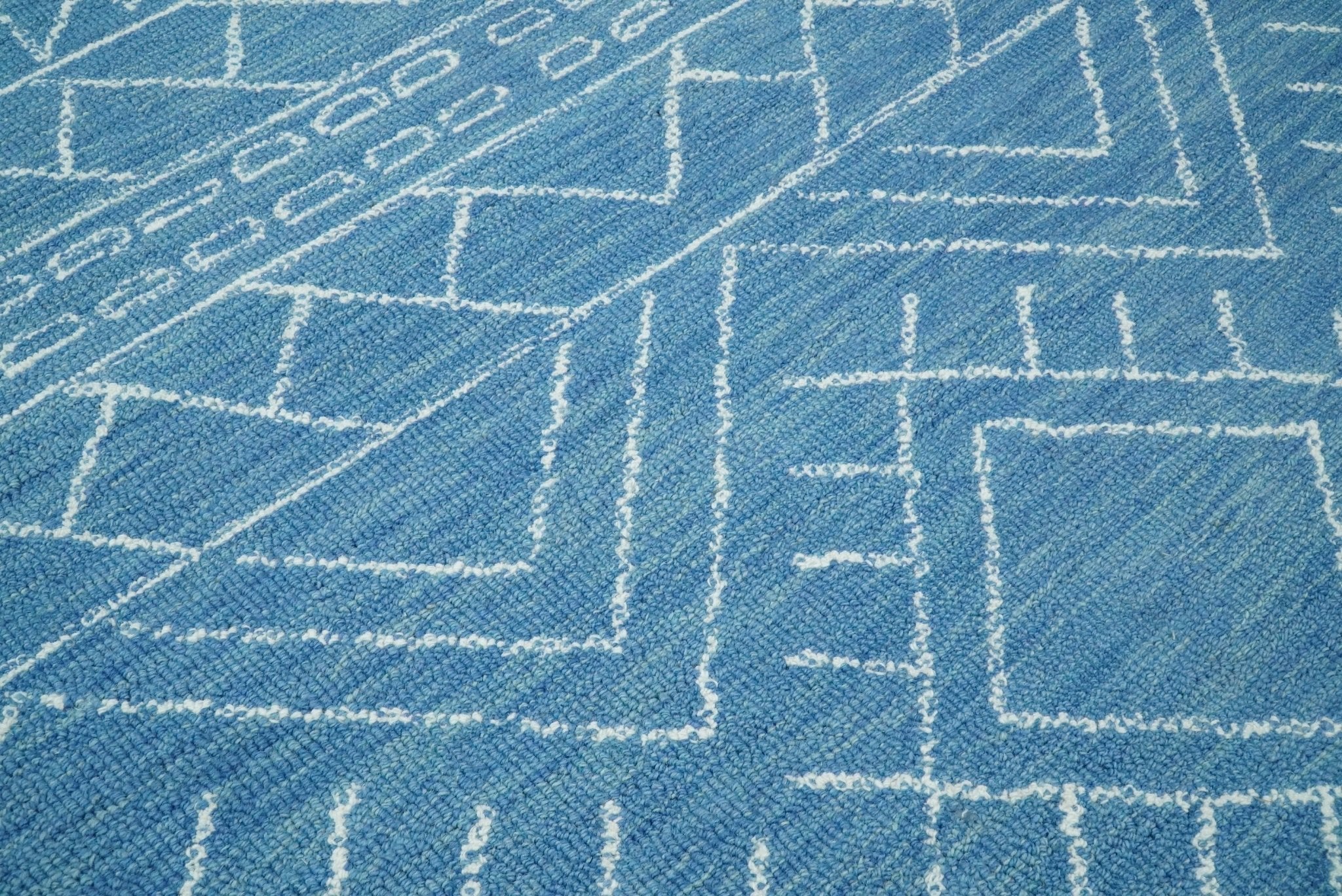 Blue Modern Contemporary Hand Tufted Wool Area Rug