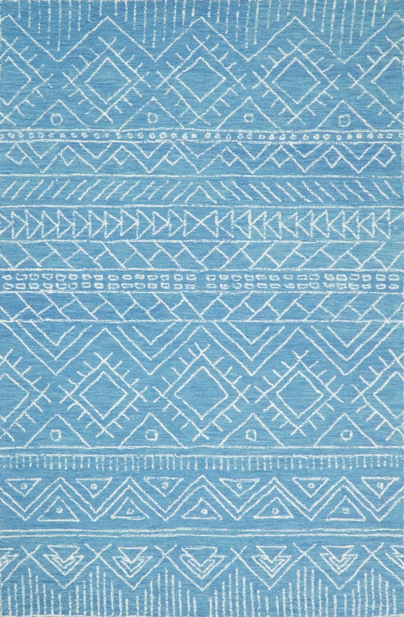 Blue Modern Contemporary Hand Tufted Wool Area Rug