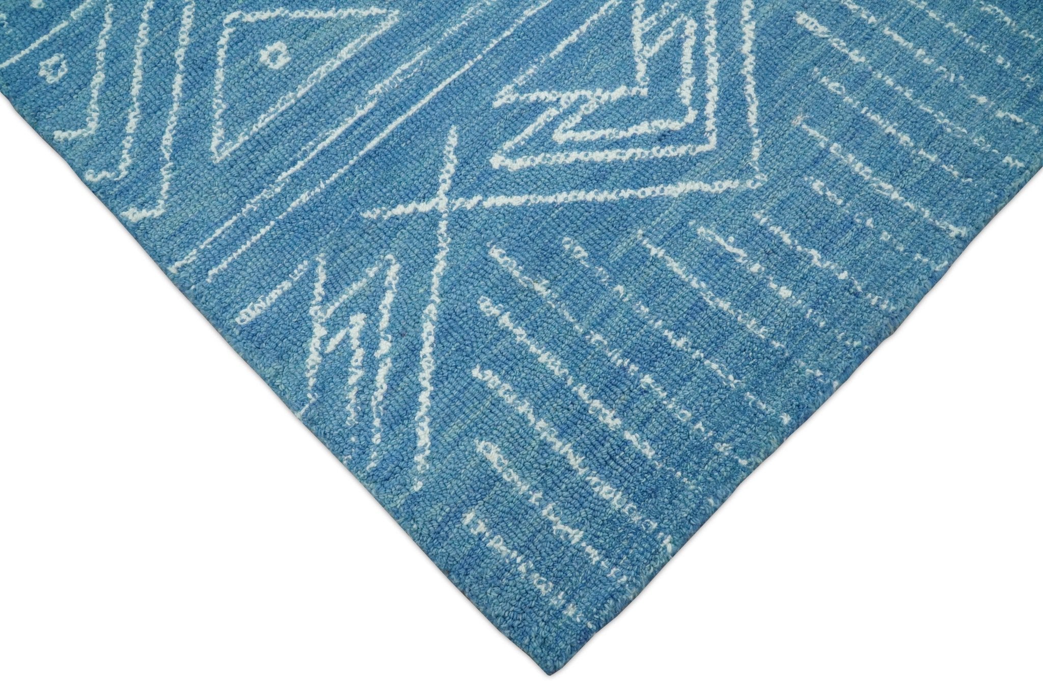Blue Modern Contemporary Hand Tufted Wool Area Rug