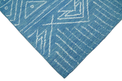 Blue Modern Contemporary Hand Tufted Wool Area Rug