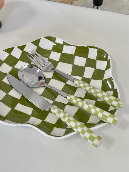 6 - Pack Modern Checkered Flatware Sets ( $4 / count ) by INSPECIAL HOME