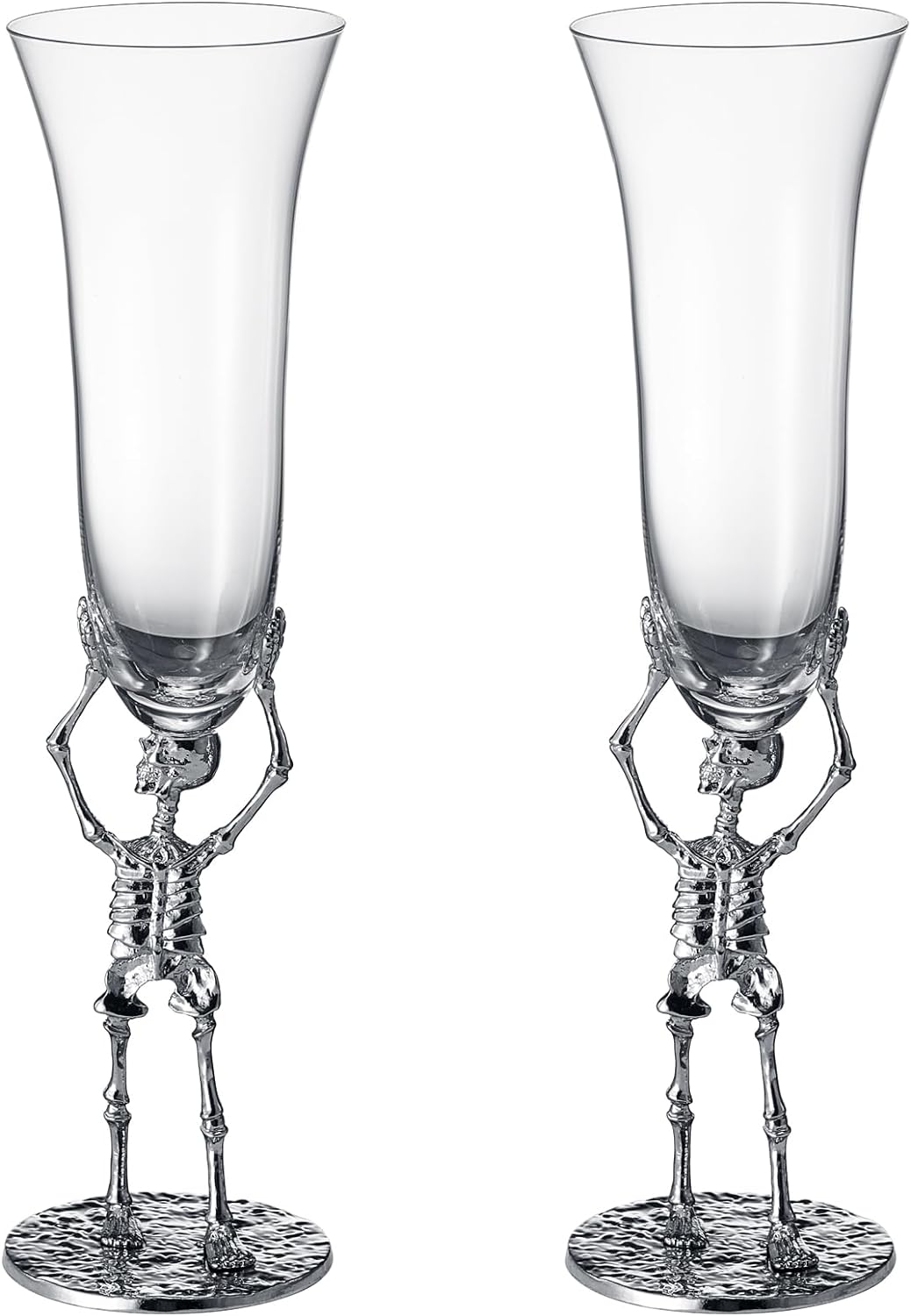 Stemmed Skeleton Champagne Flute Glass 7.5oz Set of 2