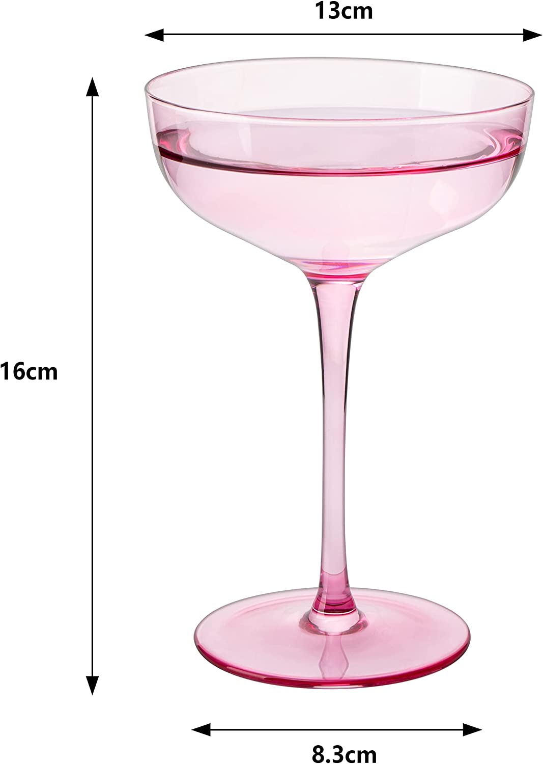 Blush Pink Coupe Glasses 7oz Set of 4