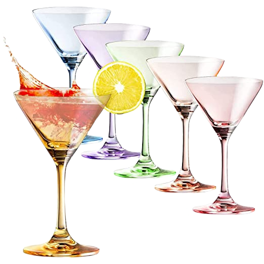 Colored Martini Glasses 8oz Set of 6