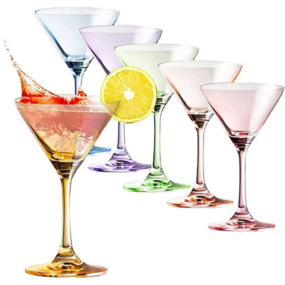 Colored Martini Glasses 8oz Set of 6