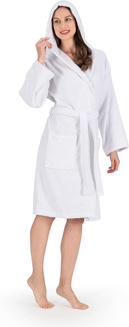 NINE WEST Unisex Bathrobe, 100% Turkish Cotton Hooded Terry Robe, High Absorbent & Quick Dry by Classic Turkish Towels