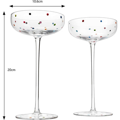 Polka Dot Champagne Coupe Glasses Set of 2