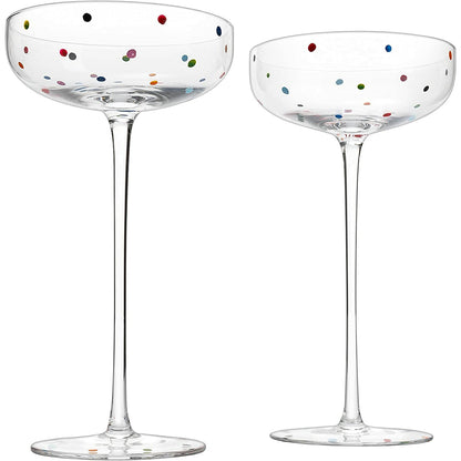 Polka Dot Champagne Coupe Glasses Set of 2