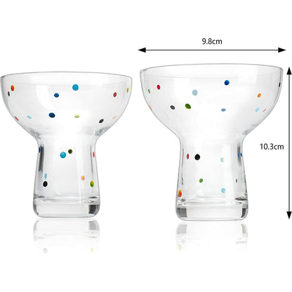 Hand Blown Dot Margarita Glasses Set of 2