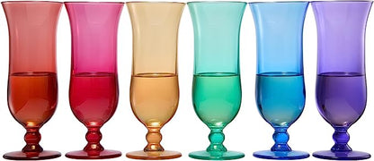 Shatterproof Colored Hurricane Glasses 14oz Set of 6