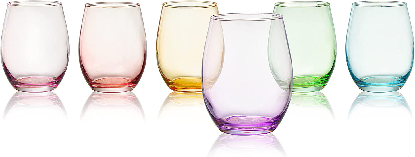 Colored Wine Glass 12 oz Set of 6