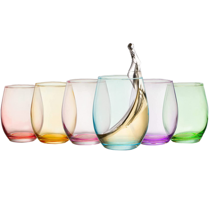 Colored Wine Glass 12 oz Set of 6