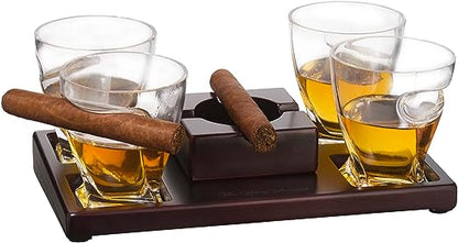 Cigar Whiskey Glasses and Ashtray Set