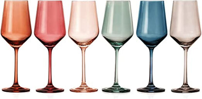 Pastel Colored Crystal Wine Glass 12oz Set of 6