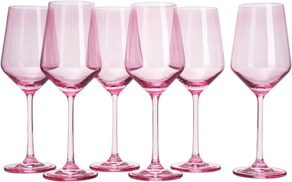 Blush Pink Wine Glass 12 oz Set of 6