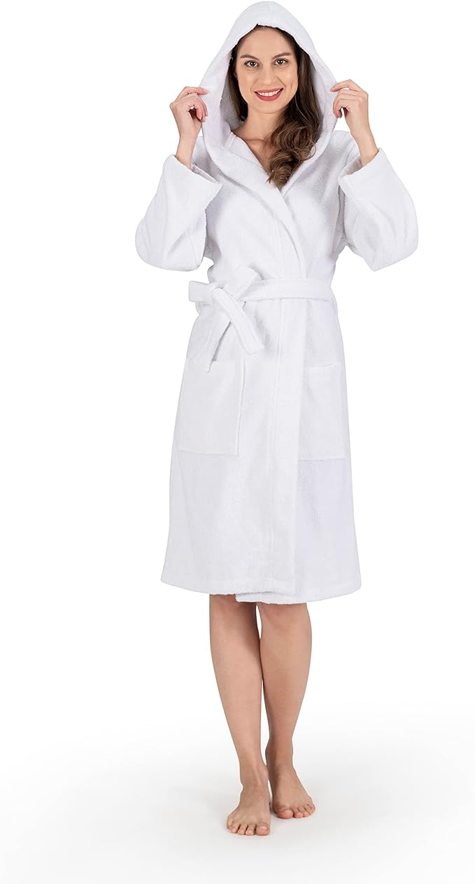 NINE WEST Unisex Bathrobe, 100% Turkish Cotton Hooded Terry Robe, High Absorbent & Quick Dry by Classic Turkish Towels