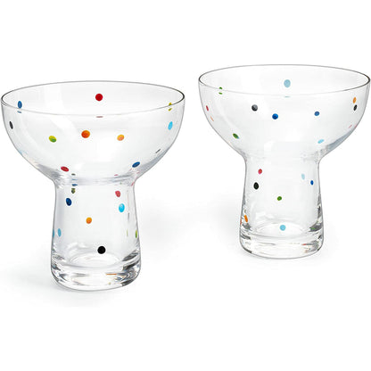 Hand Blown Dot Margarita Glasses Set of 2