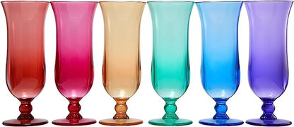 Shatterproof Colored Hurricane Glasses 14oz Set of 6