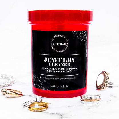 Liquid Jewelry Cleaner Solution for Gold, Silver, Diamond. Safety Solution Comes with a Basket and Brushes for Extra Cleaning. NOT Guaranteed to Work on All Jewelry