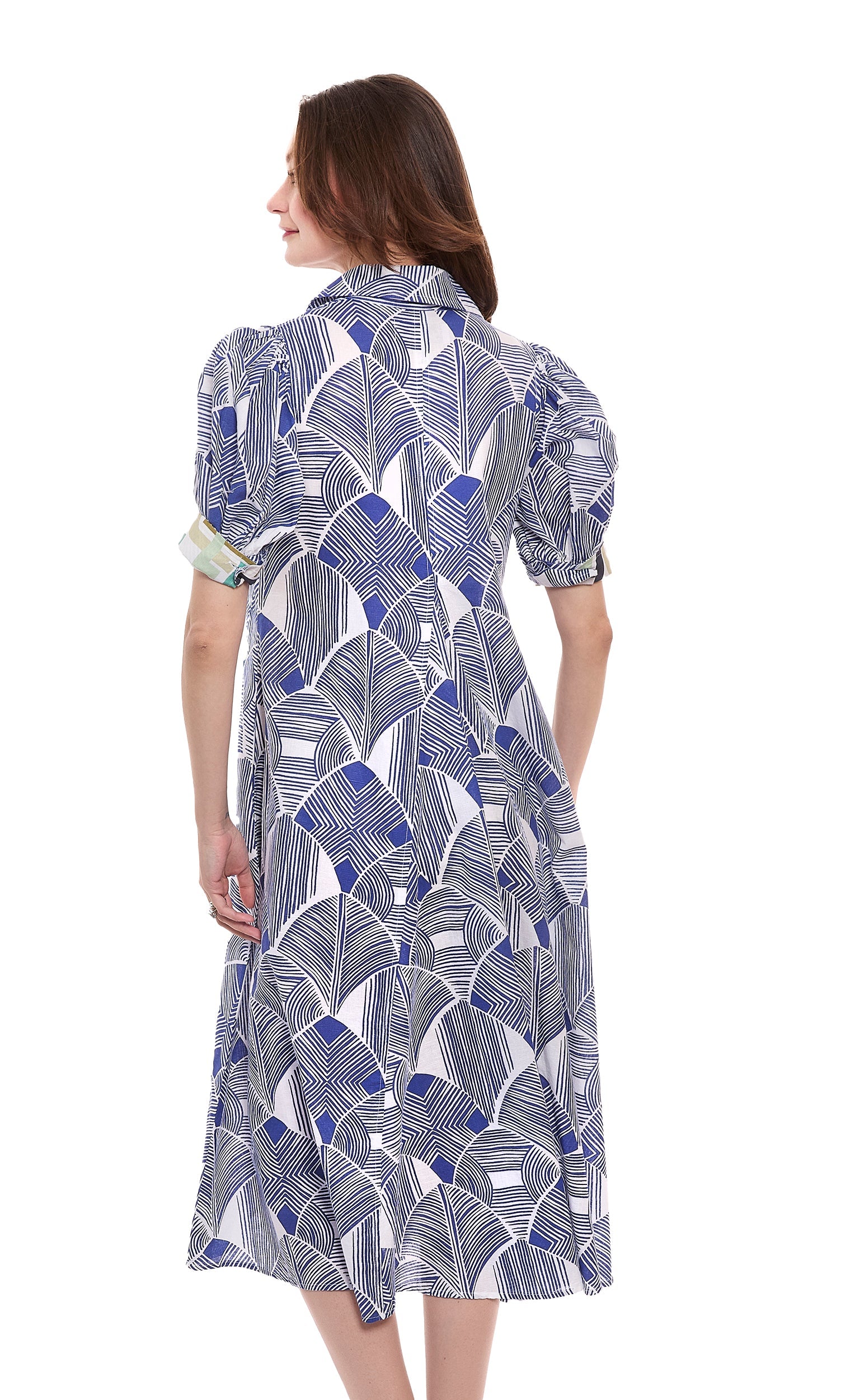 Montauk Dress Navy White Geo