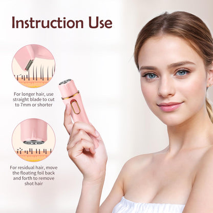 4 in 1 Women Electric Shavers, Hair Trimmer for Pubic, Legs, Arm, Underarm, Bikini, Face Shaver for Women, Rechargeable Hair Removal Epliators, Birthday, Christmas, Gifts (Pink)